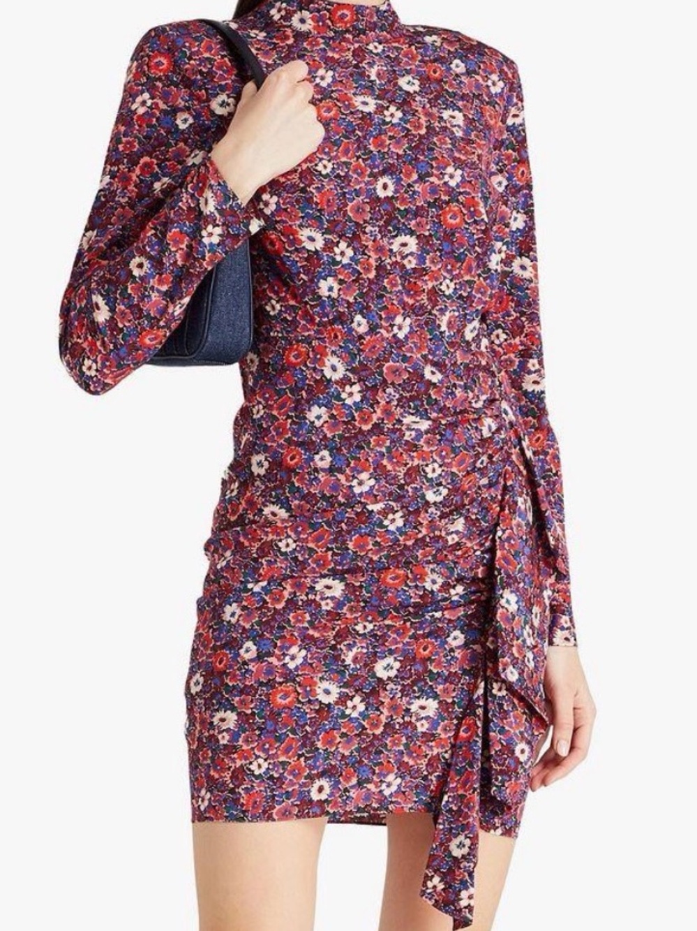 Veronica Beard Floral Long-Sleeve Mini Dress
